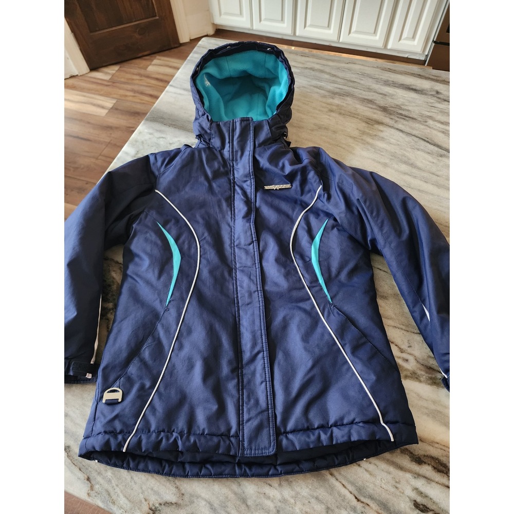 Kids Zero Exposure Navy Blue Ski Snow Jacket Size L 14‎ Hooded Winter Coat